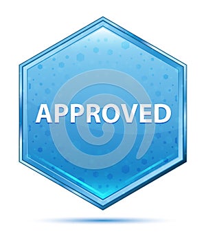 Approved crystal blue hexagon button