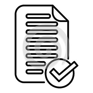 Approved document icon outline vector. Seal paper