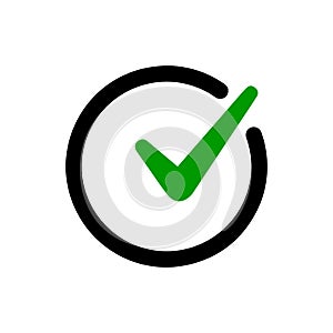 Approved icon square with a green tick ok, vector Check mark in box sign