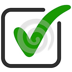 Approved icon square with a green tick