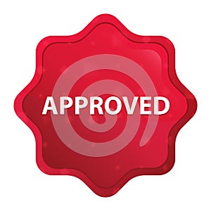 Approved misty rose red starburst sticker button