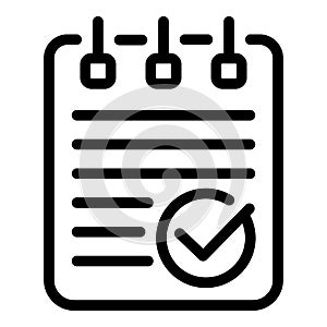 Approved notebook icon, outline style