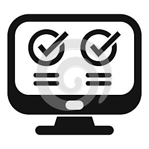 Approved online registration icon simple vector. Multifactor pc device