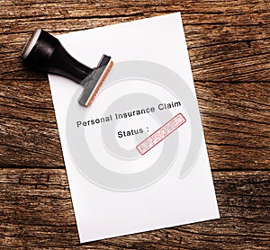 Approved Persoanl Insurance Claim application