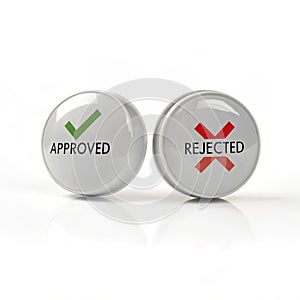 Approved and rejected 3D icon isolated on white background