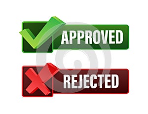 Approved and rejected label sticker icon. Vector stock illustration