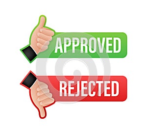 Approved and rejected label sticker icon. Vector stock illustration.