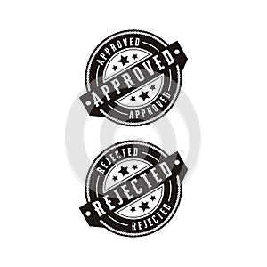 Approved and rejected set Stamp label seal badge logo