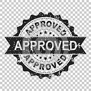 Approved scratch seal stamp vector icon. Approve accepted badge