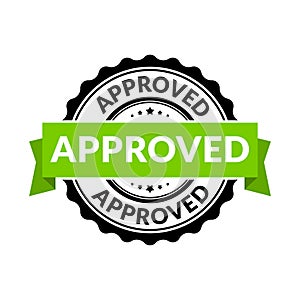 Approved seal stamp sign. Vector rubber round permission symbol for approval background photo