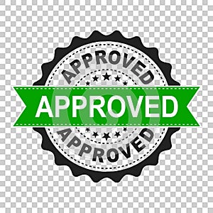 Approved seal stamp vector icon. Approve accepted badge flat vector illustration. Business concept pictogram on isolated