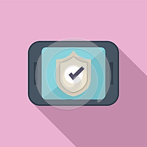 Approved secured data icon flat vector. Key online paper