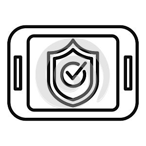 Approved secured data icon outline vector. Key online paper