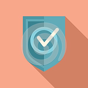Approved shield icon flat vector. Interface button