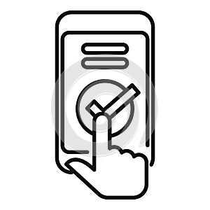 Approved sign in device icon outline vector. Two factor verify