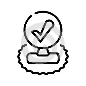 Approved stamp with check mark symbol tick