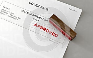 Approved Stamp And College Application Form