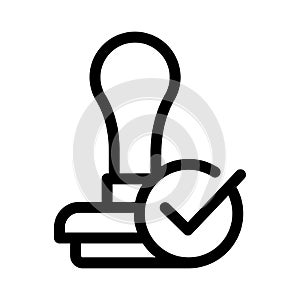 Approved Stamp line Icon. check mark, verified stamp Vector illustration