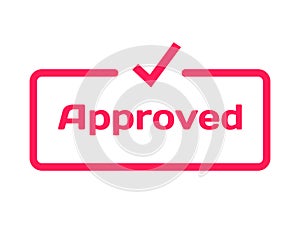 Approved template dialog bubble, flat style on white background. Basis with mark v icon for various word of plot. Vector