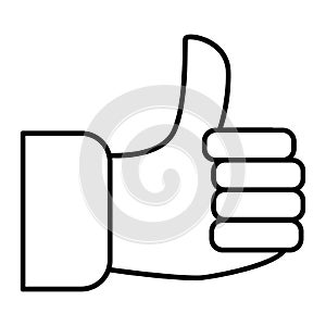 Approved thin line icon. Thumb up vector illustration isolated on white. Like outline style design, designed for web and