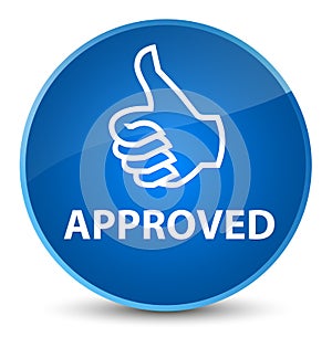 Approved (thumbs up icon) elegant blue round button