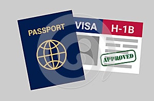 Approved USA viza H-1B. Visa in the United States temporary work for foreign skilled workers in specialty occupation.