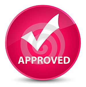 Approved (validate icon) elegant pink round button photo