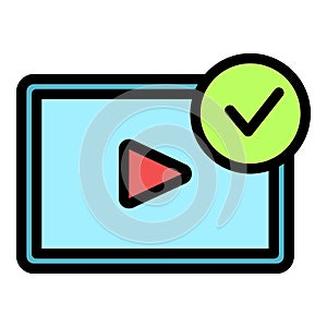 Approved video play icon vector flat
