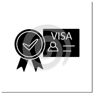 Approved visa glyph icon