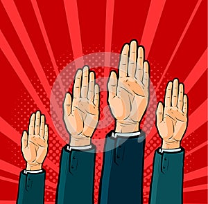 Approving vote. Voting, elections concept. Unanimous approval vector illustration