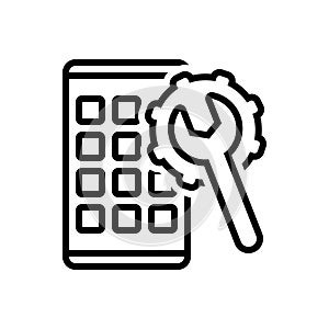 Black line icon for Apps Develop, optimization and software