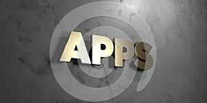 Apps - Gold sign mounted on glossy marble wall - 3D rendered royalty free stock illustration