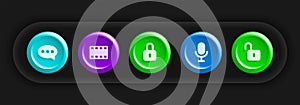 Apps Icon Set. Messenger, Movie, Locker, Micro Buttons