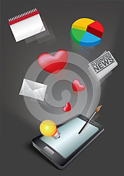Apps Icons Flying out of Mobile Phone Vector Illustration