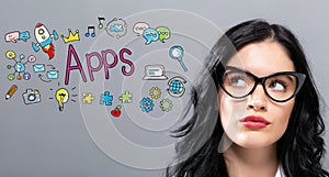 Apps with young businesswoman