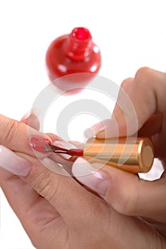 Appying Red Nail Polish