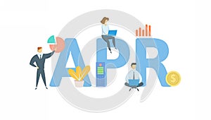 APR, Annual Percentage Rate. Concept with keyword, people and icons. Flat vector illustration. Isolated on white.