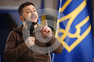 Press conference of Volodymyr Zelenskyy the President of Ukraine during Russian Ukrainian war