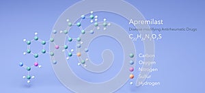 apremilast molecule, molecular structures, disease-modifying antirheumatic drugs, 3d model, Structural Chemical Formula and Atoms