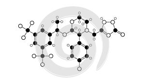 aprepitant molecule, structural chemical formula, ball-and-stick model, isolated image emend