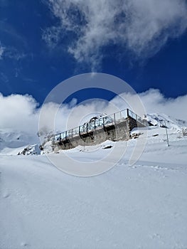 Apres ski bar on ski slope mountain