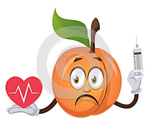 Apricot with broken heart, illustration, vector