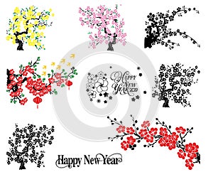 Apricot flower, peach blossom in, happy New year holliday flowers
