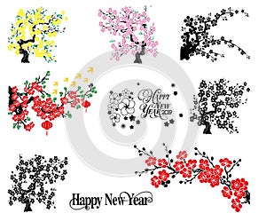 Apricot flower, peach blossom in, happy New year holliday flowers photo