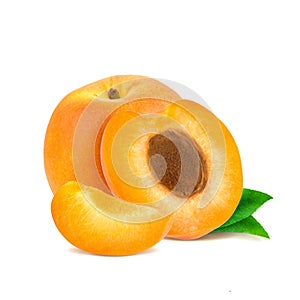 apricot. Fresh cut apricot fruits on white background, with clipping path