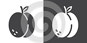 Apricot icon Thin line illustration set