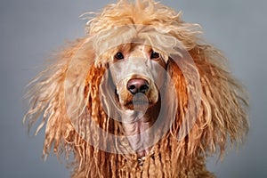 an apricot poodle with a freshly clipped coat