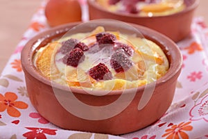 Apricot and raspberry clafoutis