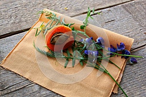Apricot , tree, newspaper, leaves, ship, bottle, cloth