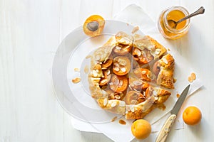 Apricots and almond homemade pie galette